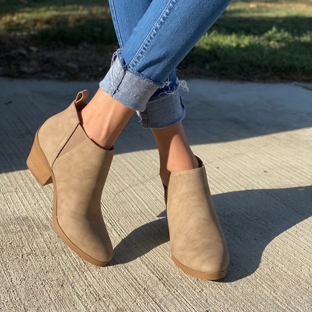 Taupe Ankle Slip On Booties